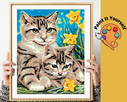 SWEET CATS IN THE GARDEN - DIY Adult Paint By Number Kit